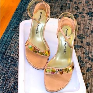 Gold Embellished Chinese Laundry Heels